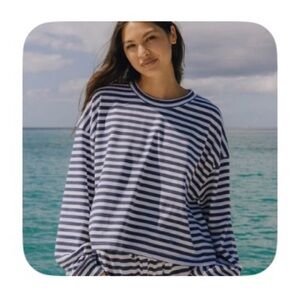 Daily Drills Striped Cotton Long Sleeve - Navy/white xs/s